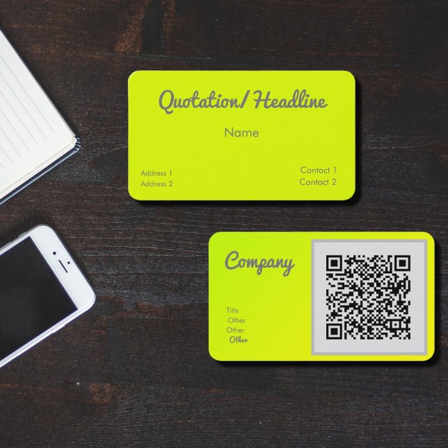 Cartão De Visita chartreuse amarelo - código QR - (Criador carregado)