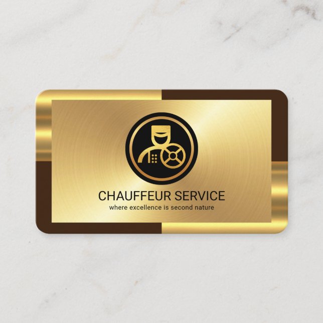 Cartão De Visita Chauffeur das Camadas de Bronze Douradas Elegantes (Frente)