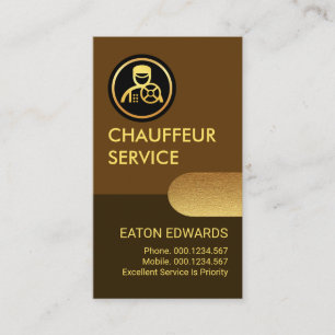 Cartão De Visita Chauffeur Dourado dos Forrados Castanhos