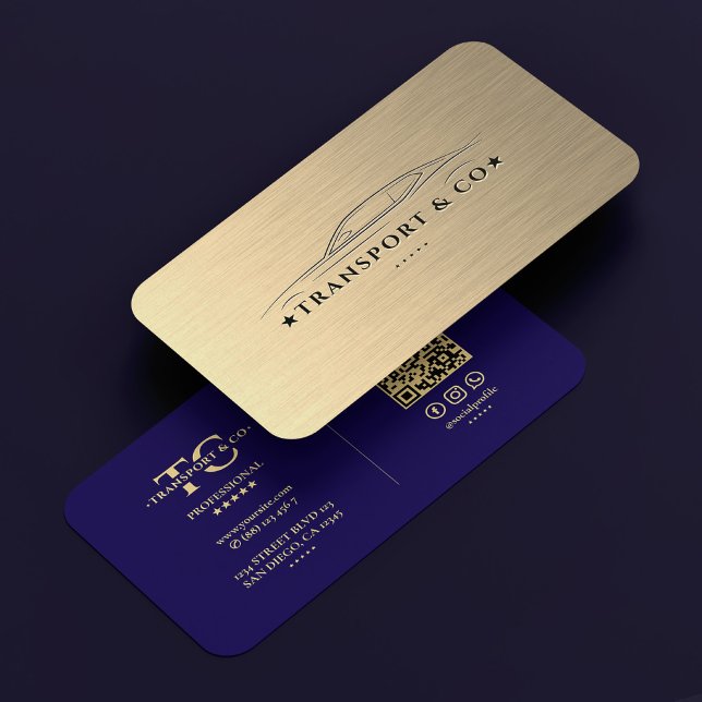 Cartão De Visita Chauffeur Driver Transport Car Rent Dark Blue (Chauffeur Driver Transport Car Rent Dark Blue Gold Business Card
)