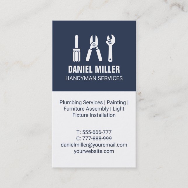 Cartão De Visita Chave de fenda Cutter Spanner Handyman Vertical (Frente)