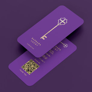 Cartão De Visita Chave Roxo Real do Corretor Hipotecário Mínimo