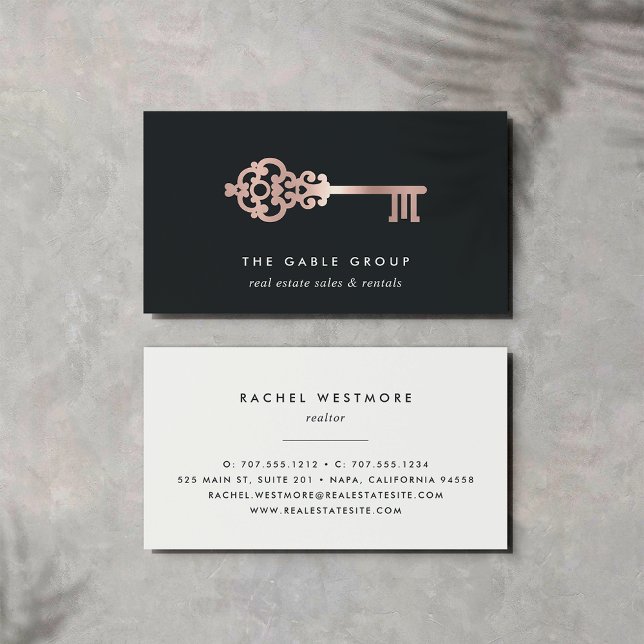 Cartão De Visita Chave Vintage | ROSA | Imóveis (Criador carregado)