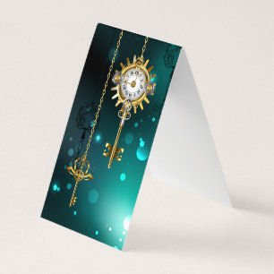 Cartão De Visita Chaves de Esqueleto Anticas em Fundo Verde