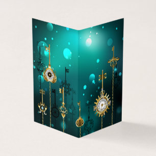 Cartão De Visita Chaves de Esqueleto Anticas em Fundo Verde