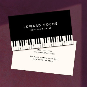 Cartão De Visita Chaves de Piano Elegante do Professor de Música