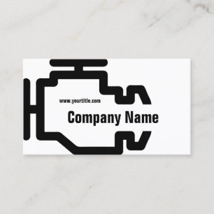 Cartão De Visita Check Engine Service Black White Card
