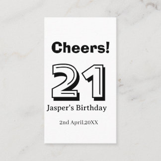 Cartão De Visita Cheers 21 birthday bold letter name boy man gifts 