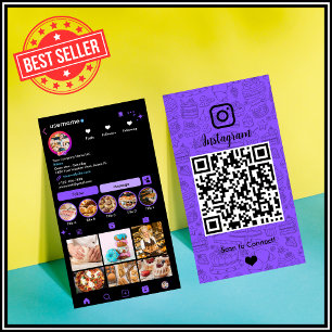Cartão de Visita Chef Bakery Instagram Purple Past