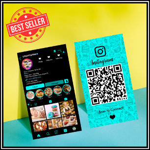 Cartão De Visita Chef Bakery Instagram Turquoise Caterer QR