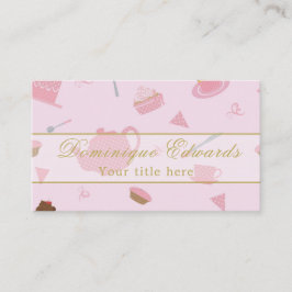 Cartão De Visita Chef Catador Elegante Compro Café Rosa Dourado