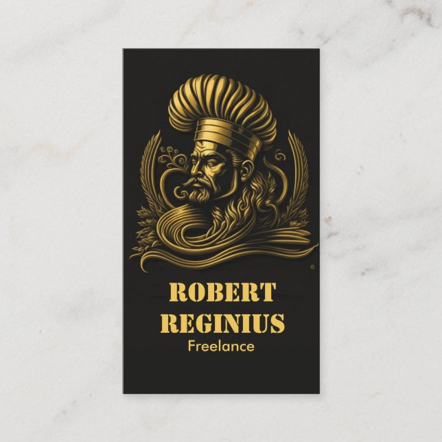 Cartão De Visita Chef Catering Dourado Negra Moderna Piscando 210 (Frente)