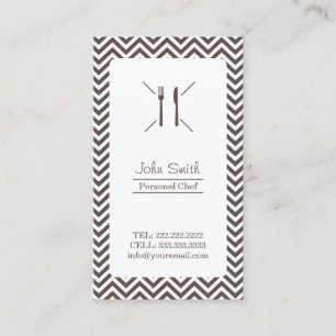 Cartão De Visita Chef Catering Plain Brown Chevron Strips
