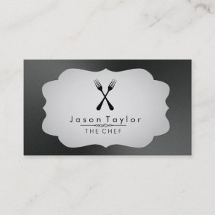 Cartão De Visita Chef Catering Retro Cross Fork Black