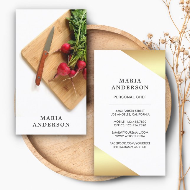 Cartão De Visita Chef de cozinha de Conselho de corte de legumes (Criador carregado)