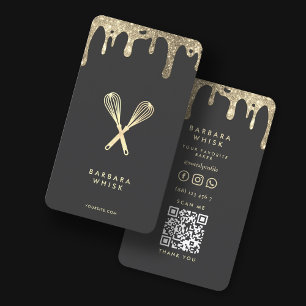 Cartão De Visita Chef de cozinha Dourado moderno de Whisk