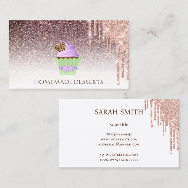 Cartão De Visita Chef de cupcake, fofo (Frente/Verso)