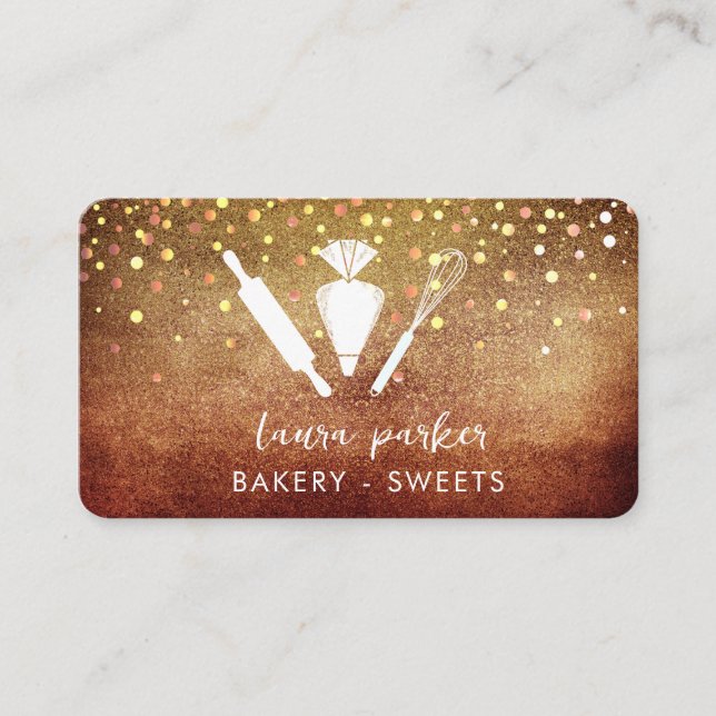 Cartão De Visita Chef de padaria com saco rolante de pinos de uísqu (Frente)