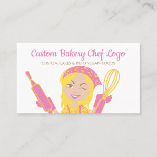 Cartão De Visita Chef de Padaria Loiro rústico pastelaria keto