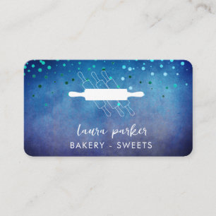 Cartão De Visita Chef de padaria Rolando Pino Azul Pastelaria Feita