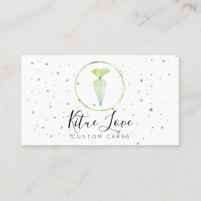 Cartão De Visita Chef de pastelaria de pastelaria verde (Frente)