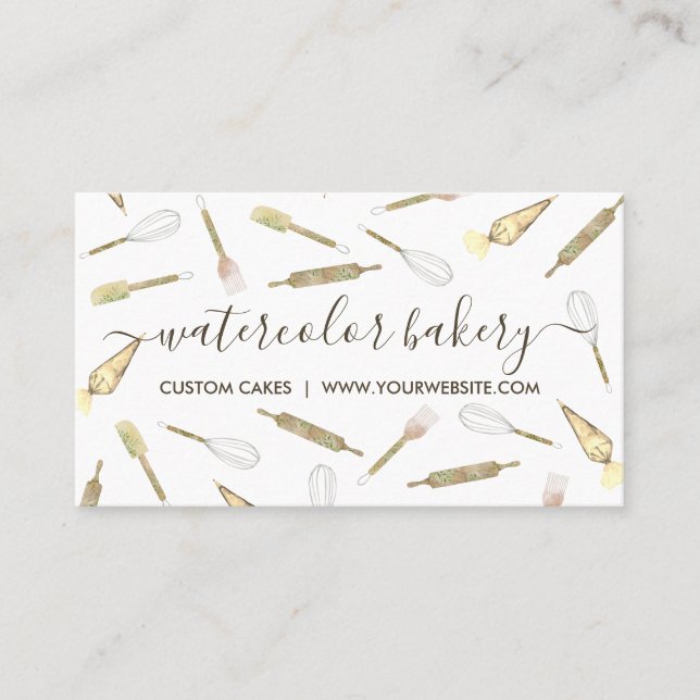 Cartão De Visita Chef de pastelaria Dourado Amarelo (Frente)