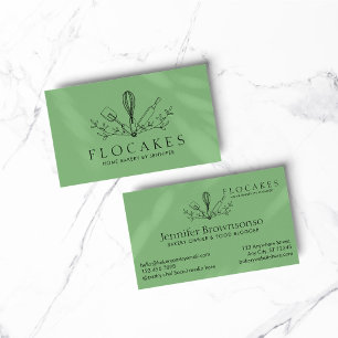 Cartão De Visita Chef de pastelaria Green Whisk Padaria em casa Caf