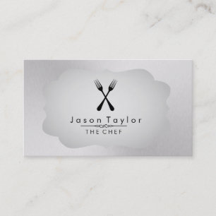Cartão De Visita Chef Elegante Catering Retro Cross Fork White Stee