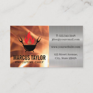 Cartão De Visita Chef Executivo Incêndio Logotipo do restaurant