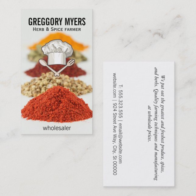 Cartão De Visita Chef Hat e Utensls (Frente/Verso)