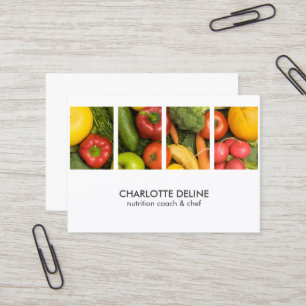 Cartão De Visita Chef Nutricionista de Fotografia de Vegetais Elega