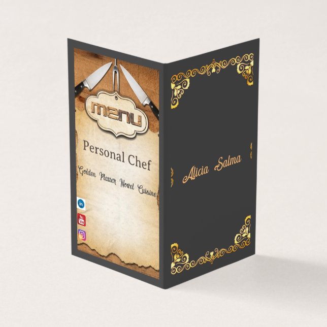 Cartão De Visita Chef para Cozinhar doméstico padrão Semibrilho (Exterior)