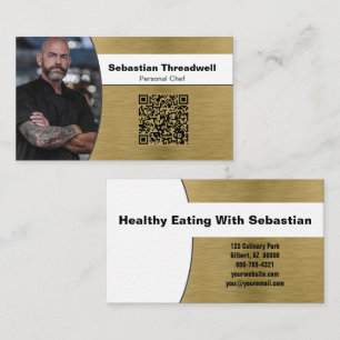 Cartão De Visita Chef Particular Código QR Personalizado em Latão P