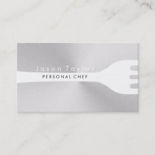 Cartão De Visita Chef Pessoal - Catering - Prata de Aço