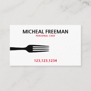 Cartão De Visita Chef Pessoal do Forte Vermelho e Branco Moderno