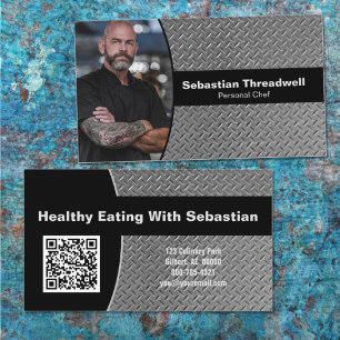 Cartão De Visita Chef Pessoal Placa de Diamante Código QR Personali
