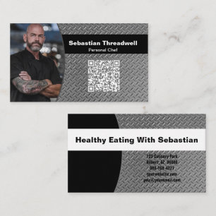 Cartão De Visita Chef Pessoal Placa Diamante Código QR Foto Persona