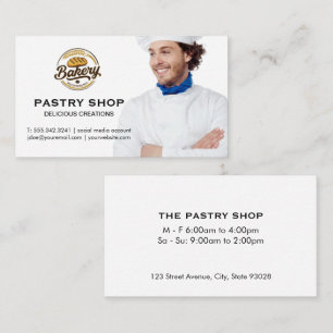 Cartão De Visita Chef Sorridente Logotipo de Padaria