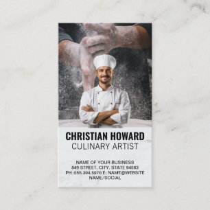 Cartão De Visita Chef sorrindo Culinária Padaria