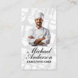 Cartão De Visita Chef sorrindo em uniforme Culinária Restaurant