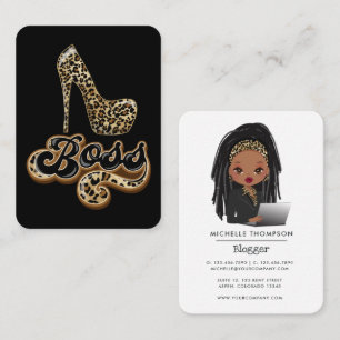 Cartão De Visita Chefe Leopardo Preto e Dourado Senhora