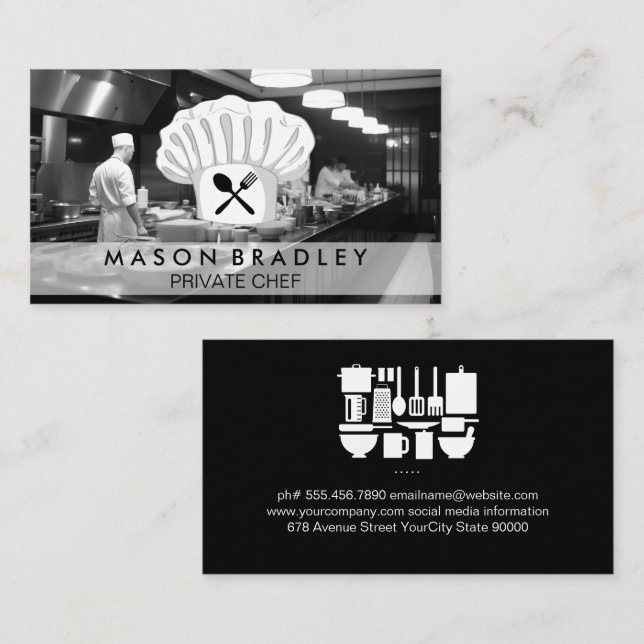 Cartão De Visita Chefs da cozinha | Utensílios cozinhar (Frente/Verso)