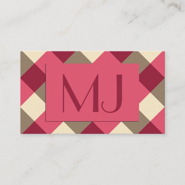 Cartão De Visita Cheque de Buffalo, burgundy, creme e esticado (Frente)