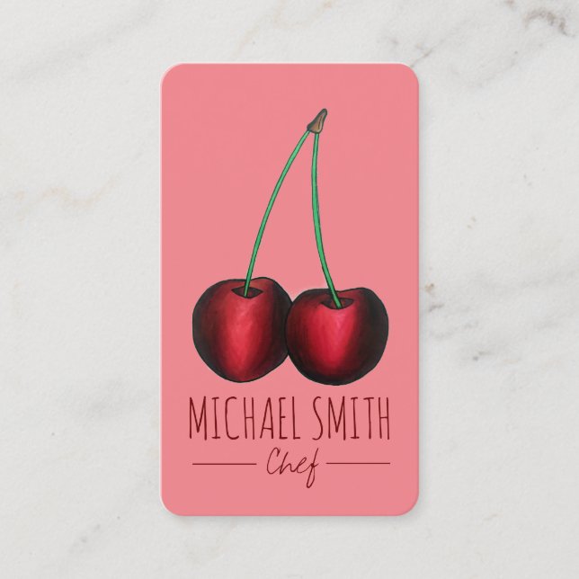Cartão De Visita Cherries Ripe Red Cherry Fruta Chef Homemade Jam (Frente)