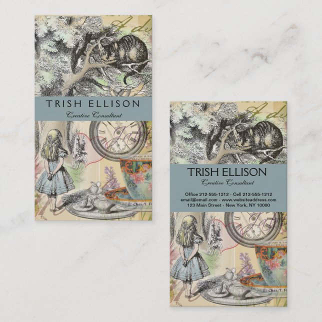 Cartão De Visita Cheshire Cat Alice Wonderland Classic (Frente/Verso)