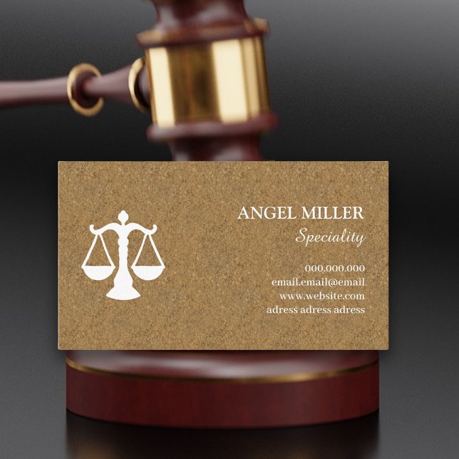 Cartão De Visita Chic advogado cork wood (Chic design for attorney business card )