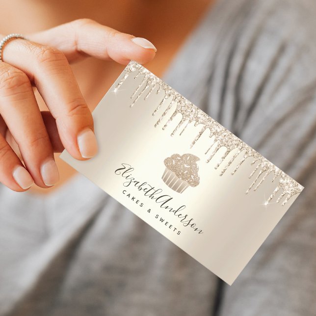 Cartão De Visita Chic Bakery Pastelaria Chef Glitter Dourado Glitte (Criador carregado)