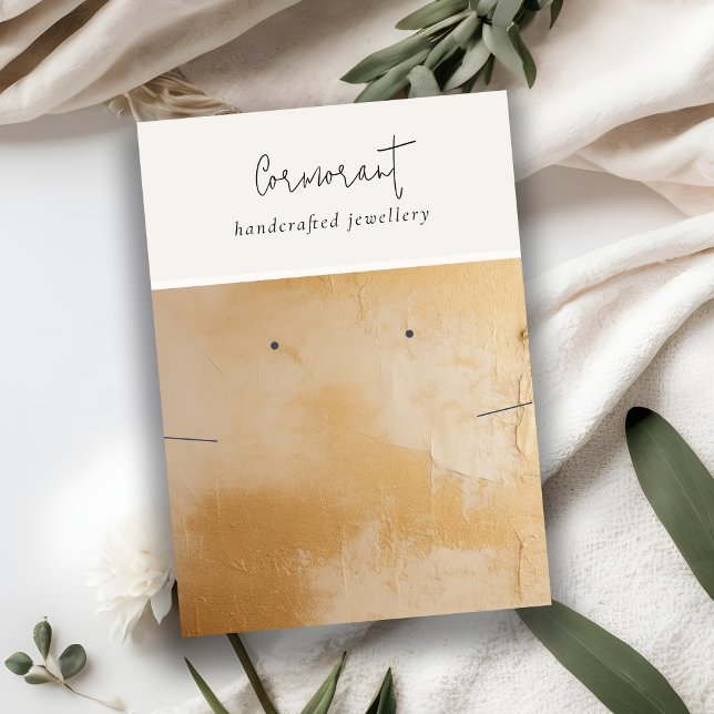 Cartão De Visita Chic Beige Dourado Pintor de Óleo Textura Varrendo (Criador carregado)