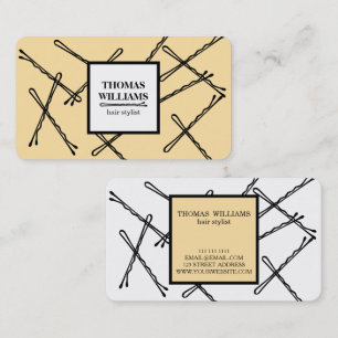Cartão De Visita Chic Black Bobby Pins Hair Stylist Salon