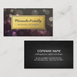 Cartão De Visita Chic Black & Dourado Faux Gold Foil Glitter Bokee